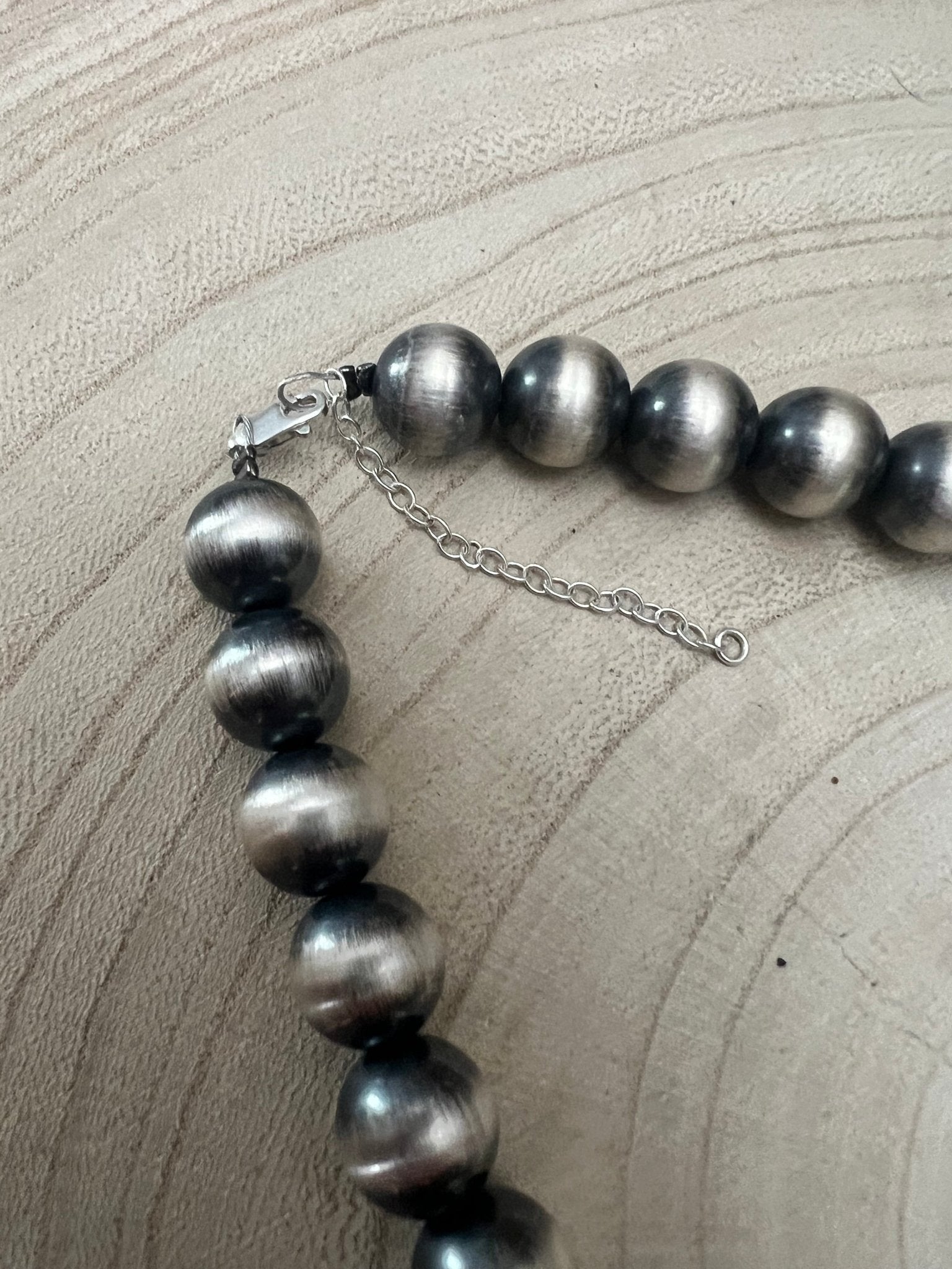 12mm Sterling Silver Pearls Necklace - 18 inch