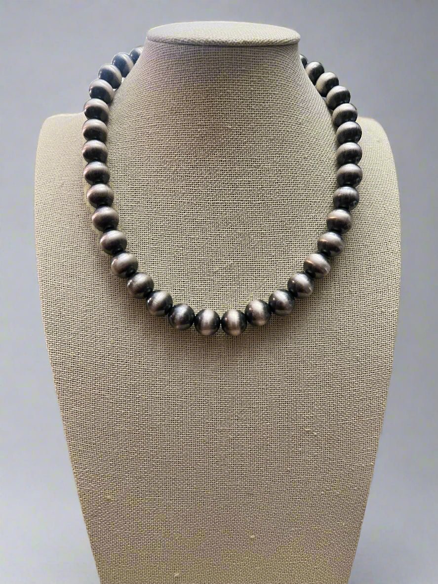 12mm Sterling Silver Pearls Necklace - 18 inch