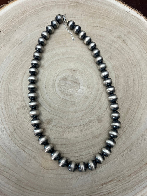 12mm Sterling Silver Pearls Necklace - 20 inch