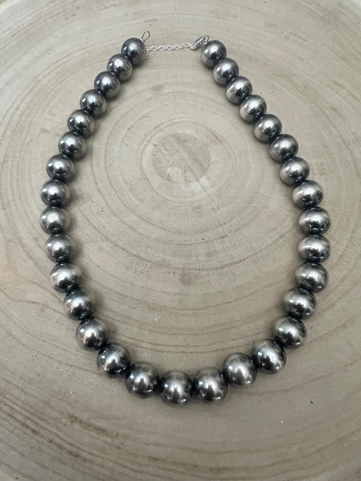 14mm Sterling Silver Pearls Necklace - 18 inch
