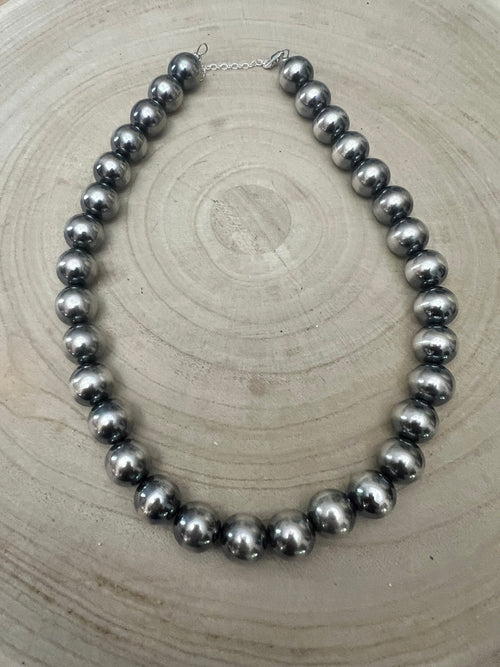14mm Sterling Silver Pearls Necklace - 18 inch