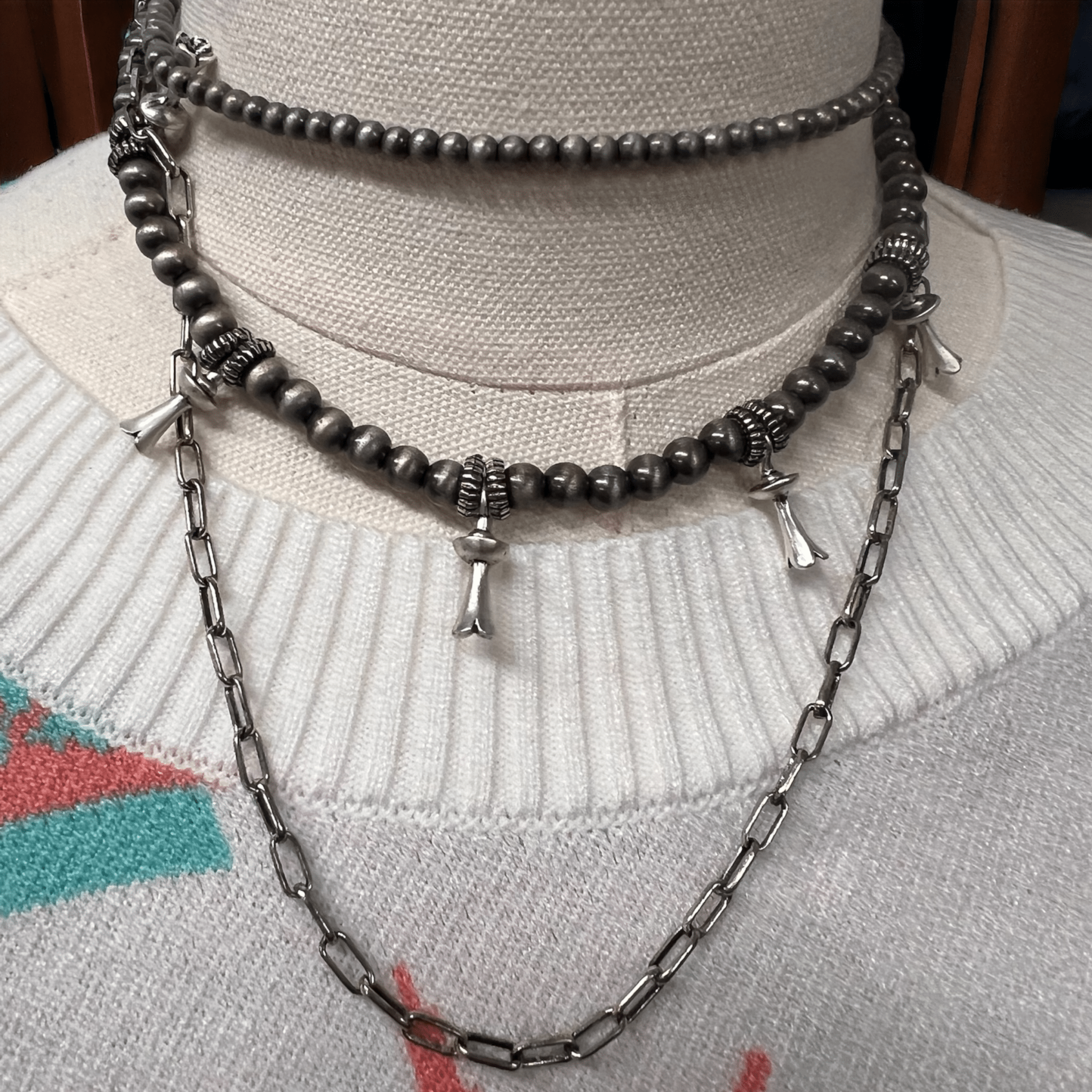 3 Layer Stack - Faux Squash Necklace, choker, and paper clip necklace - 12, 16 and 18 inch