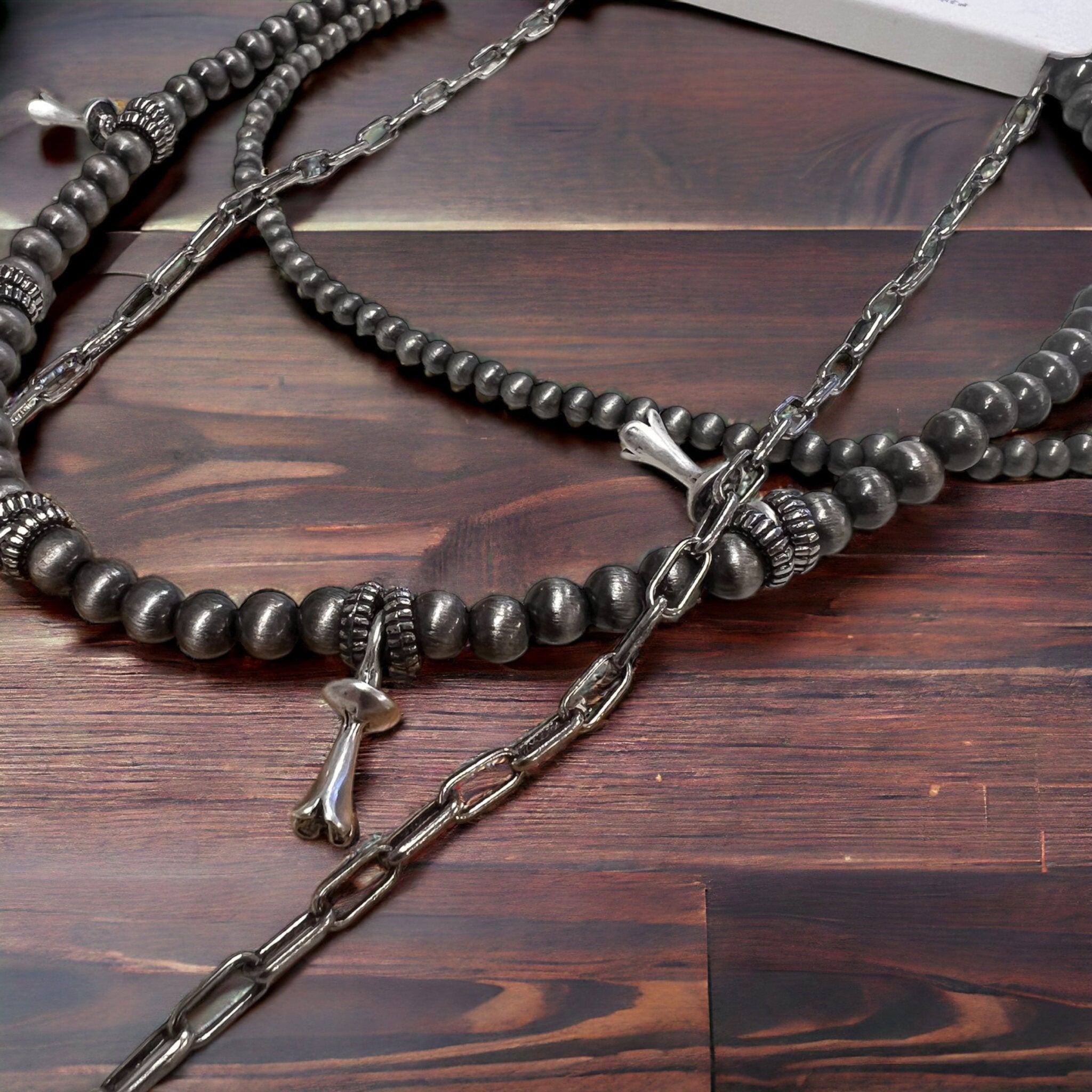 3 Layer Stack - Faux Squash Necklace, choker, and paper clip necklace - 12, 16 and 18 inch