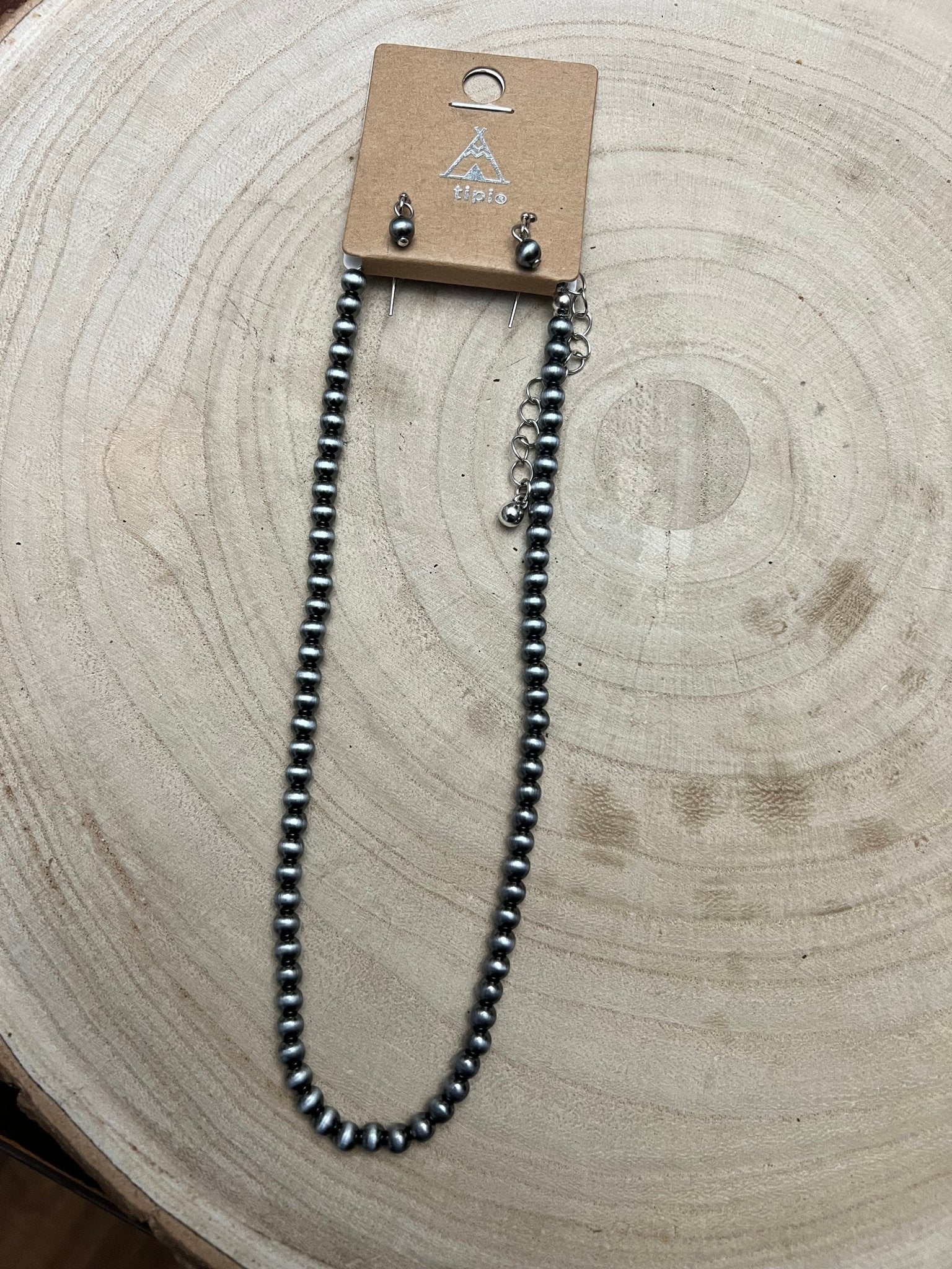 5mm Fashion Pearl Choker Necklace & Earring Set - 14 inch + 2