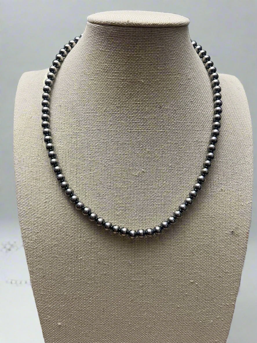 6mm Sterling Pearl Necklace - 16 inch