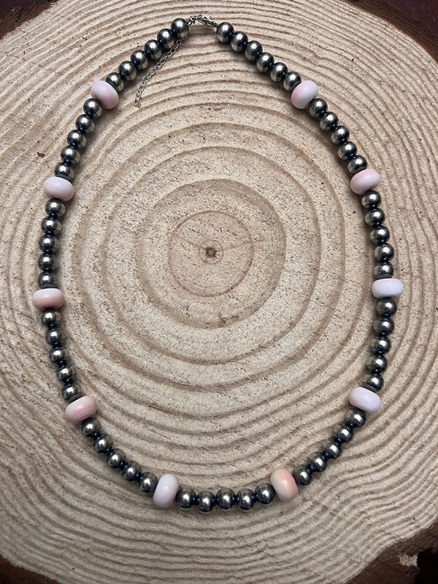 8mm Sterling Pearl and pink conch - 20 inch
