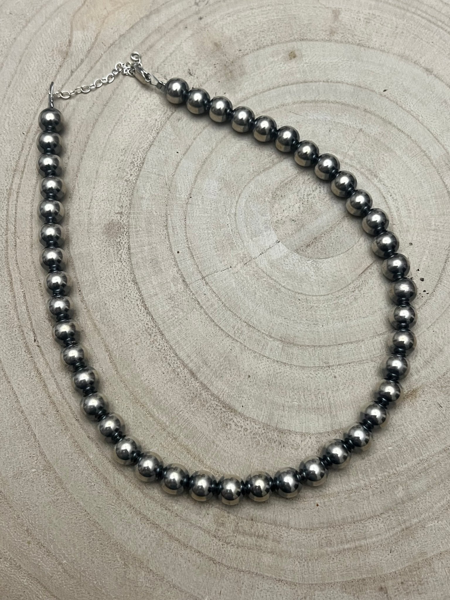 8mm Sterling Pearl Necklace - 14 inch