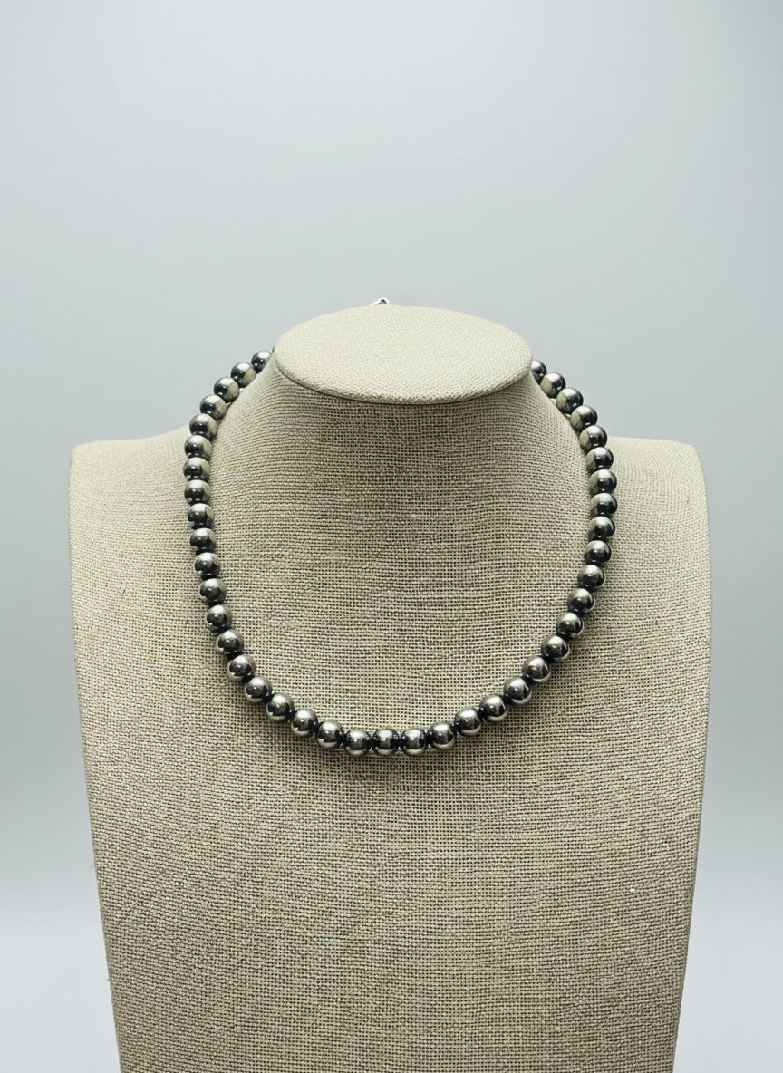 8mm Sterling Pearl Necklace - 14 inch