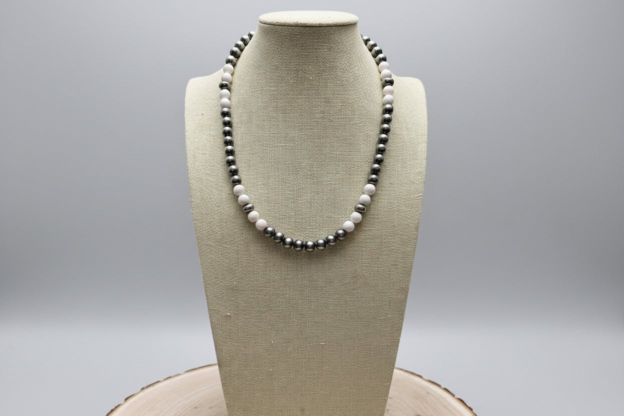 8mm Sterling Pearl, Saucer and pink conch - 19 inch