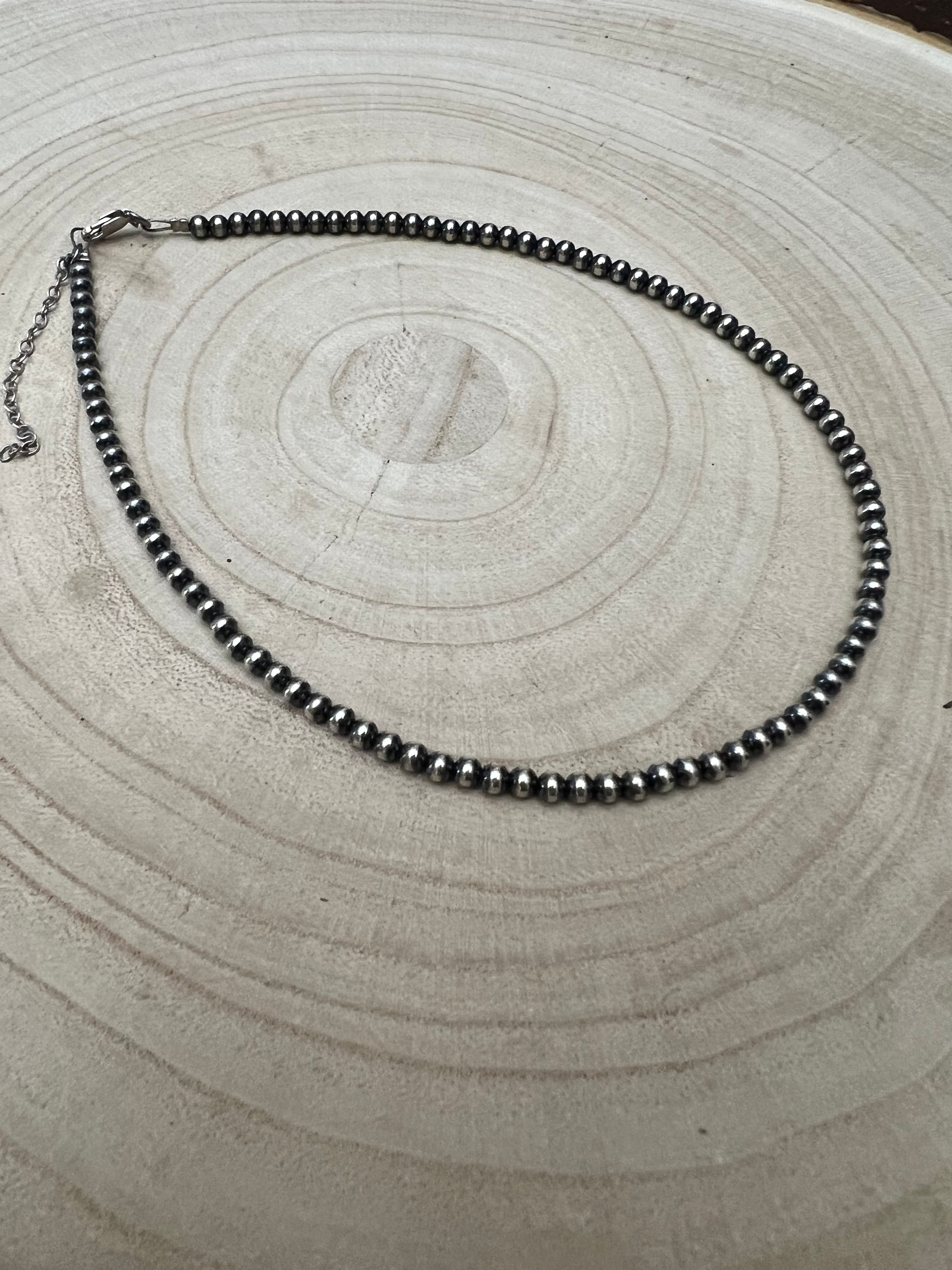 4mm Sterling Silver Pearl Choker - 14 inch