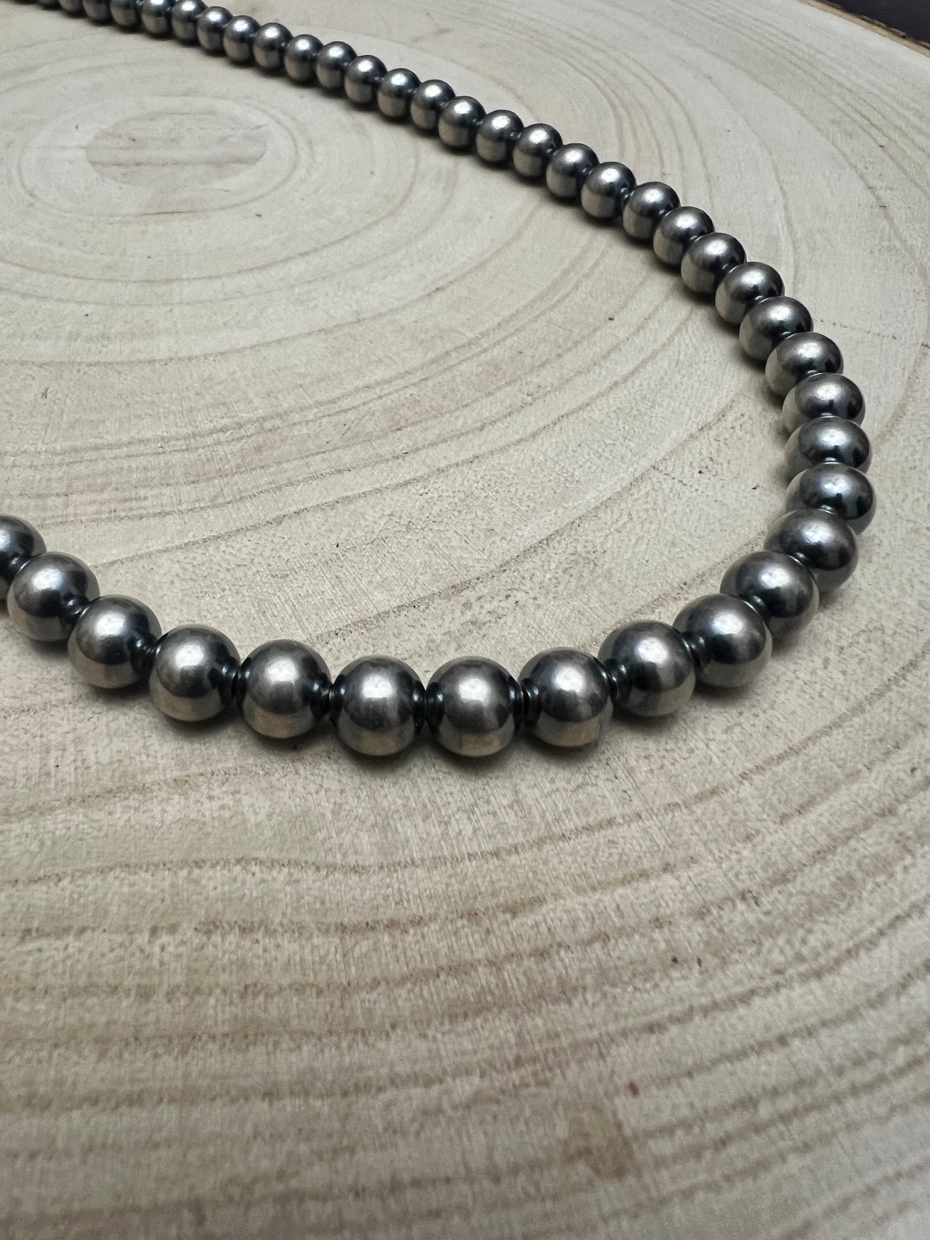 6mm Sterling Pearl Necklace - 22 inch