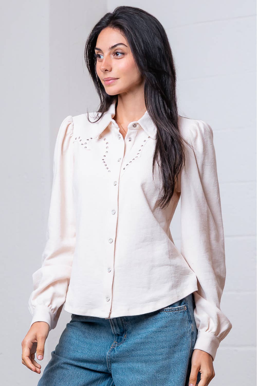 Amarillo Studded Yoke Blouse