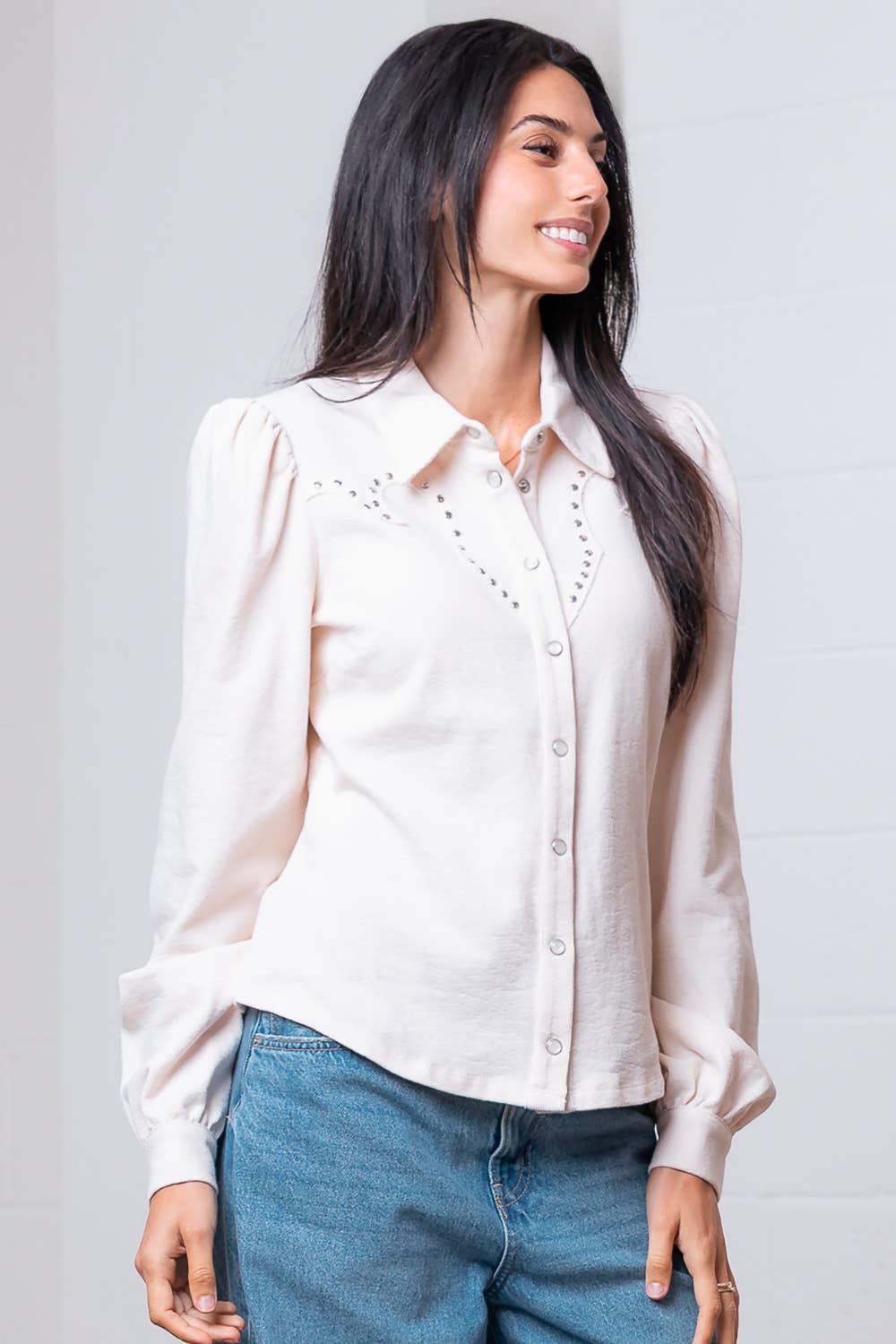 Amarillo Studded Yoke Blouse