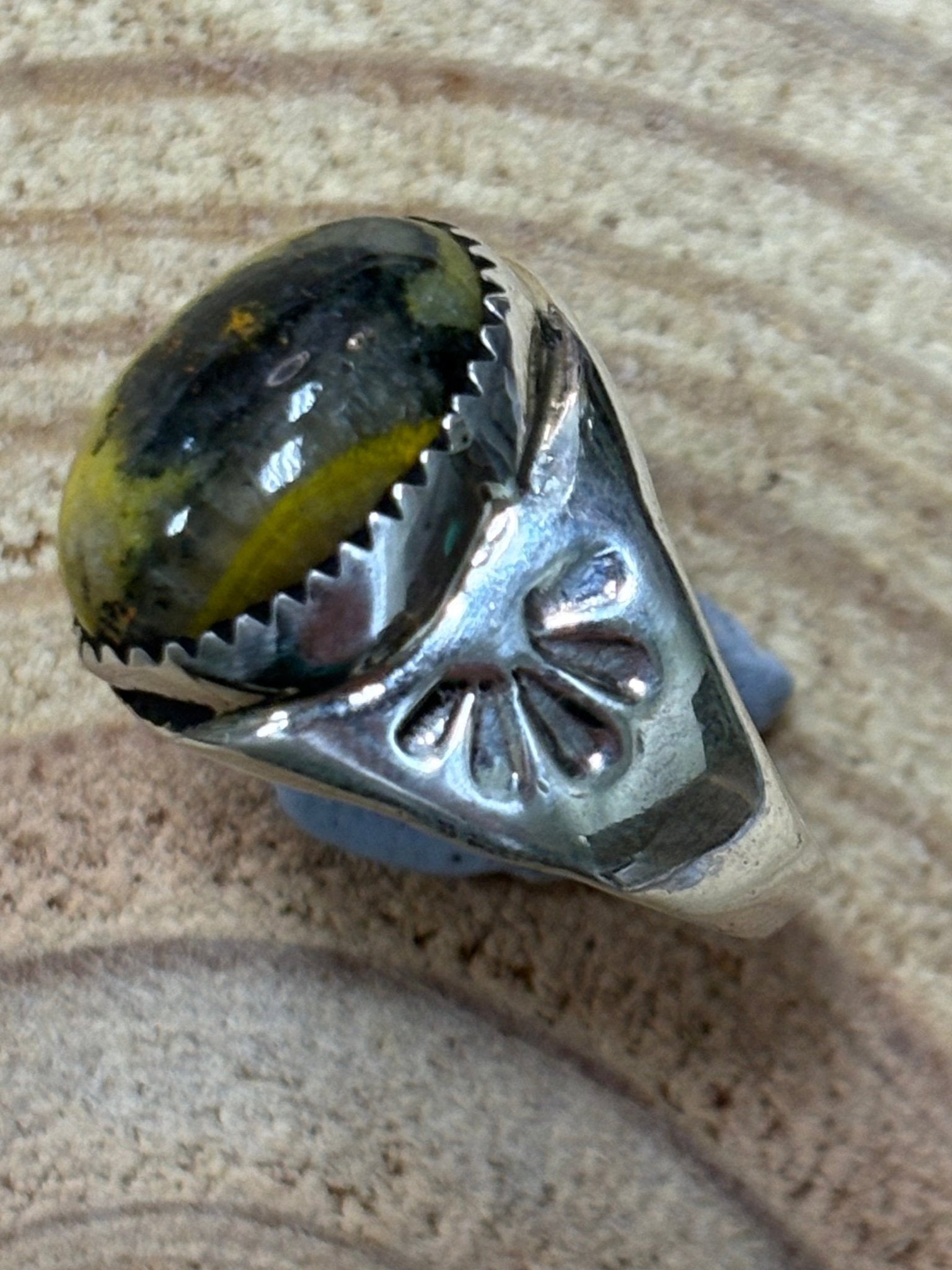 Annie Lincoln Navajo Handmade Sterling Silver & Bumblebee Jasper Ring - Size 9