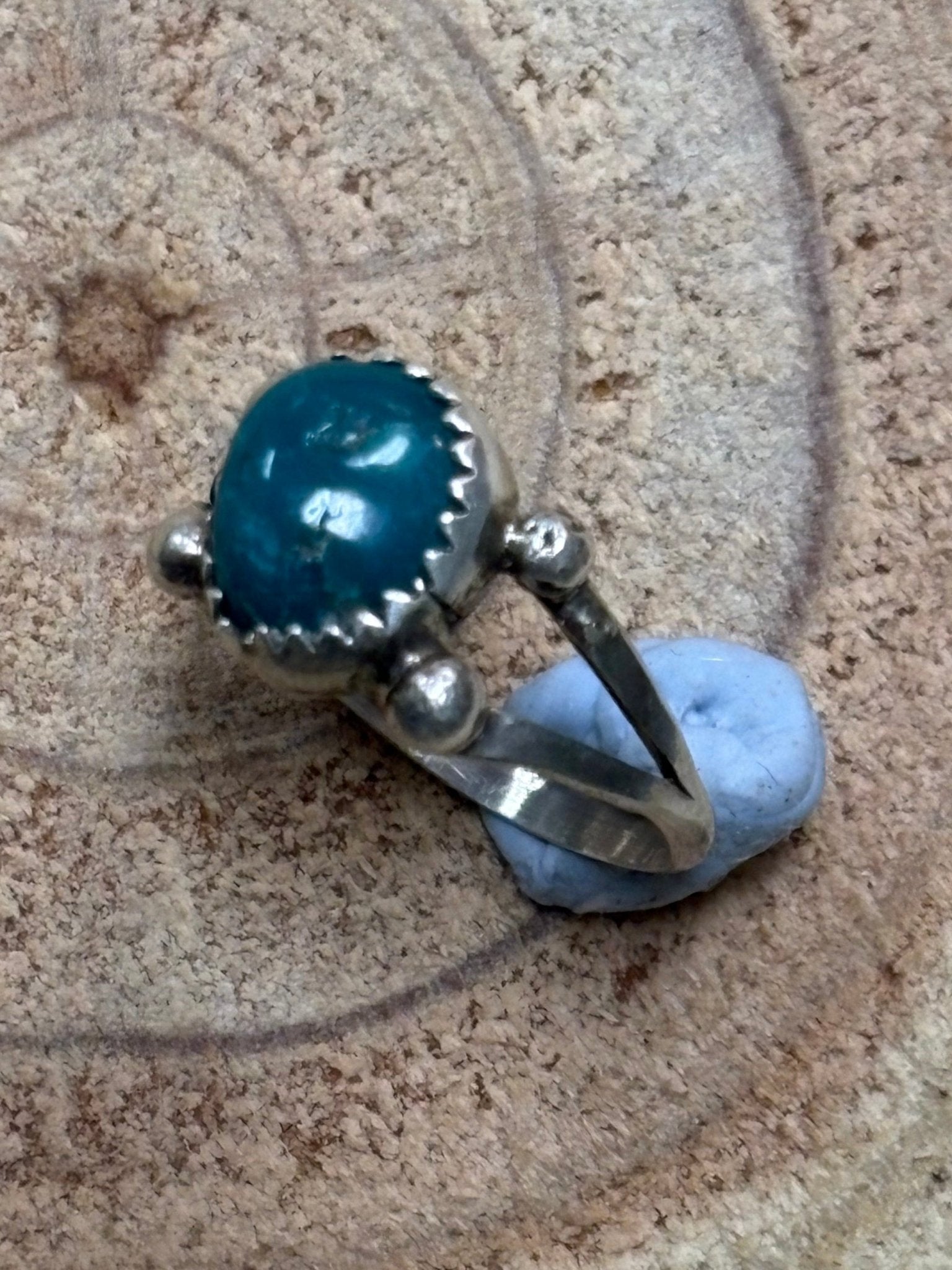 Antionette Martinez Navajo Handmade Sterling Silver & Kingman Turquoise Ring - Size 8
