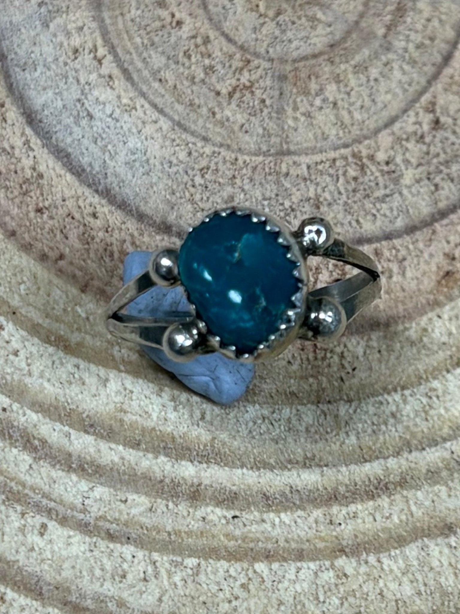 Antionette Martinez Navajo Handmade Sterling Silver & Kingman Turquoise Ring - Size 8
