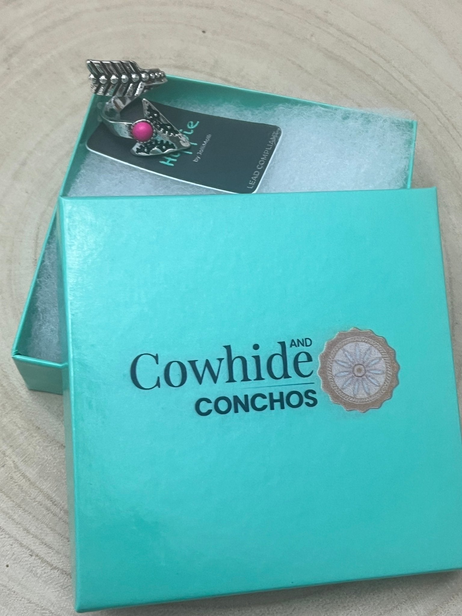 Arrow Head Cuff Ring with Faux Pink Stone