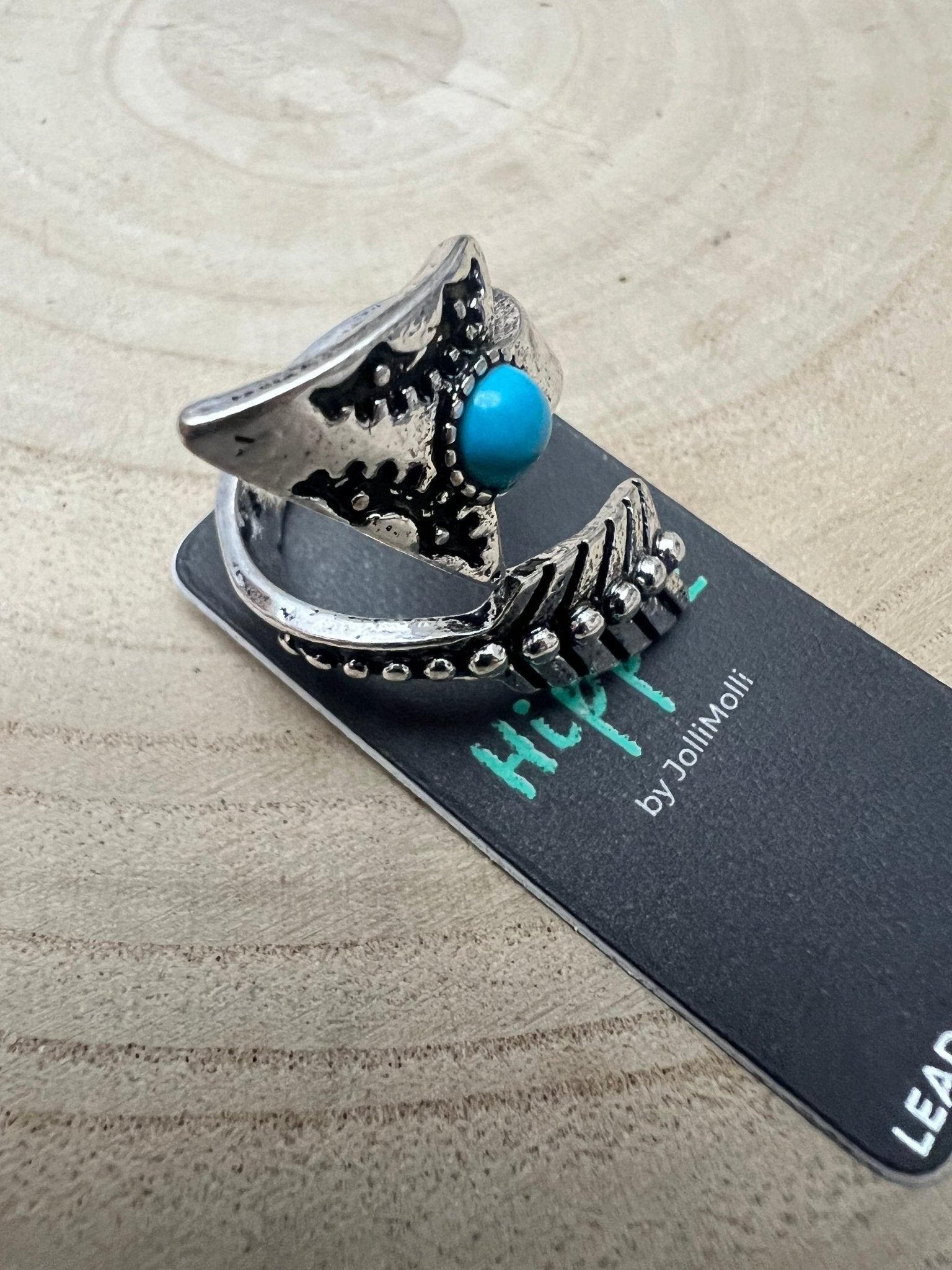 Arrow Head Cuff Ring with Faux Turquoise Stone