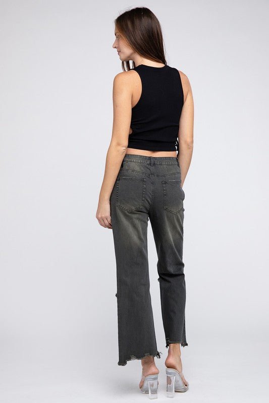 Bibi Distressed Vintage Washed Wide Leg Pants - Medium remaining